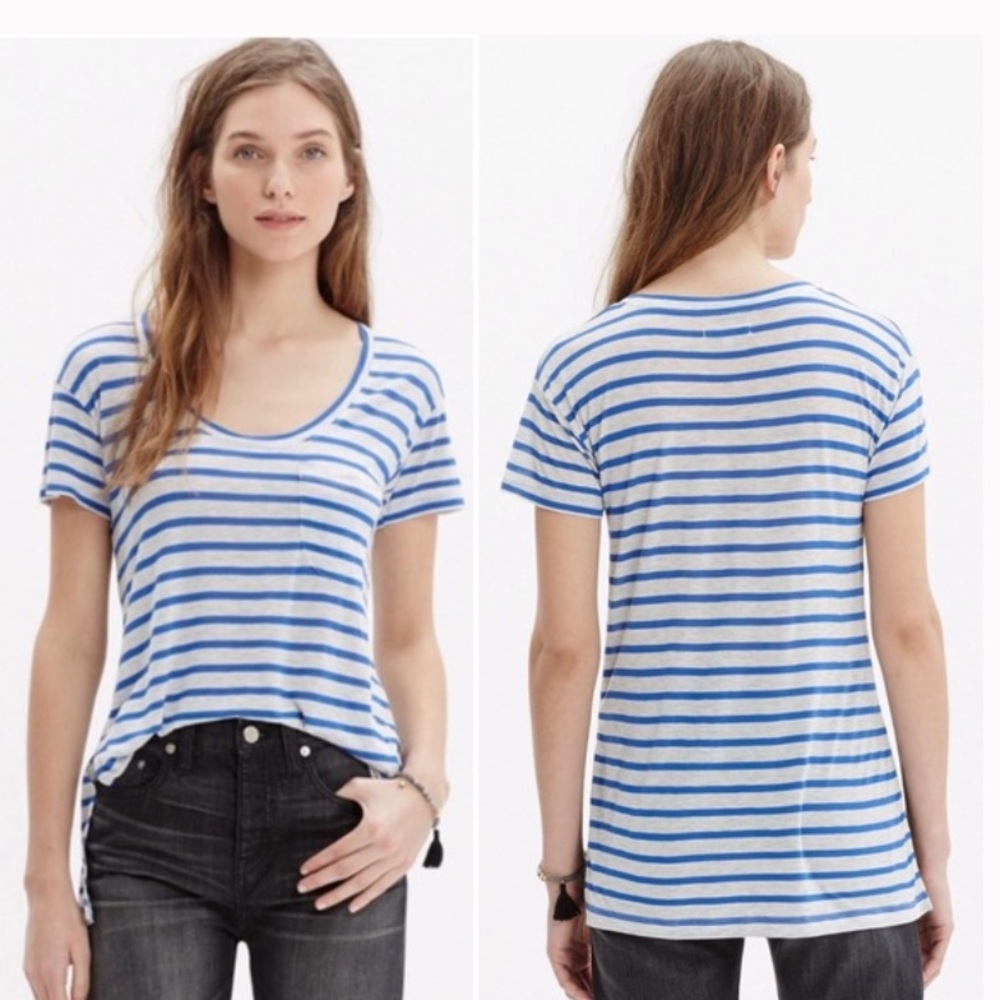 Madewell Gray and Blue Striped  Top Size S